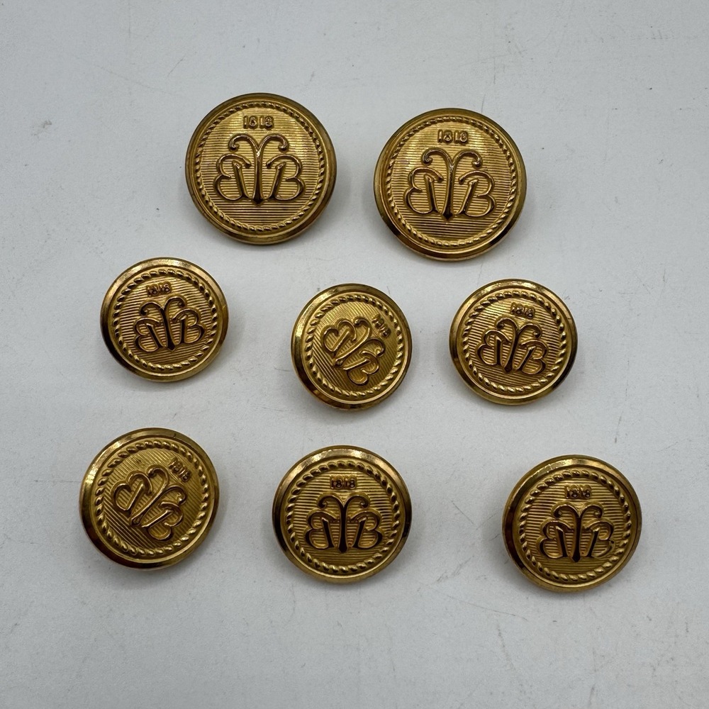 Brooks Brothers Gold Buttons Replacement BB 1818 Logo Waterbury 15mm 20mm Set 8